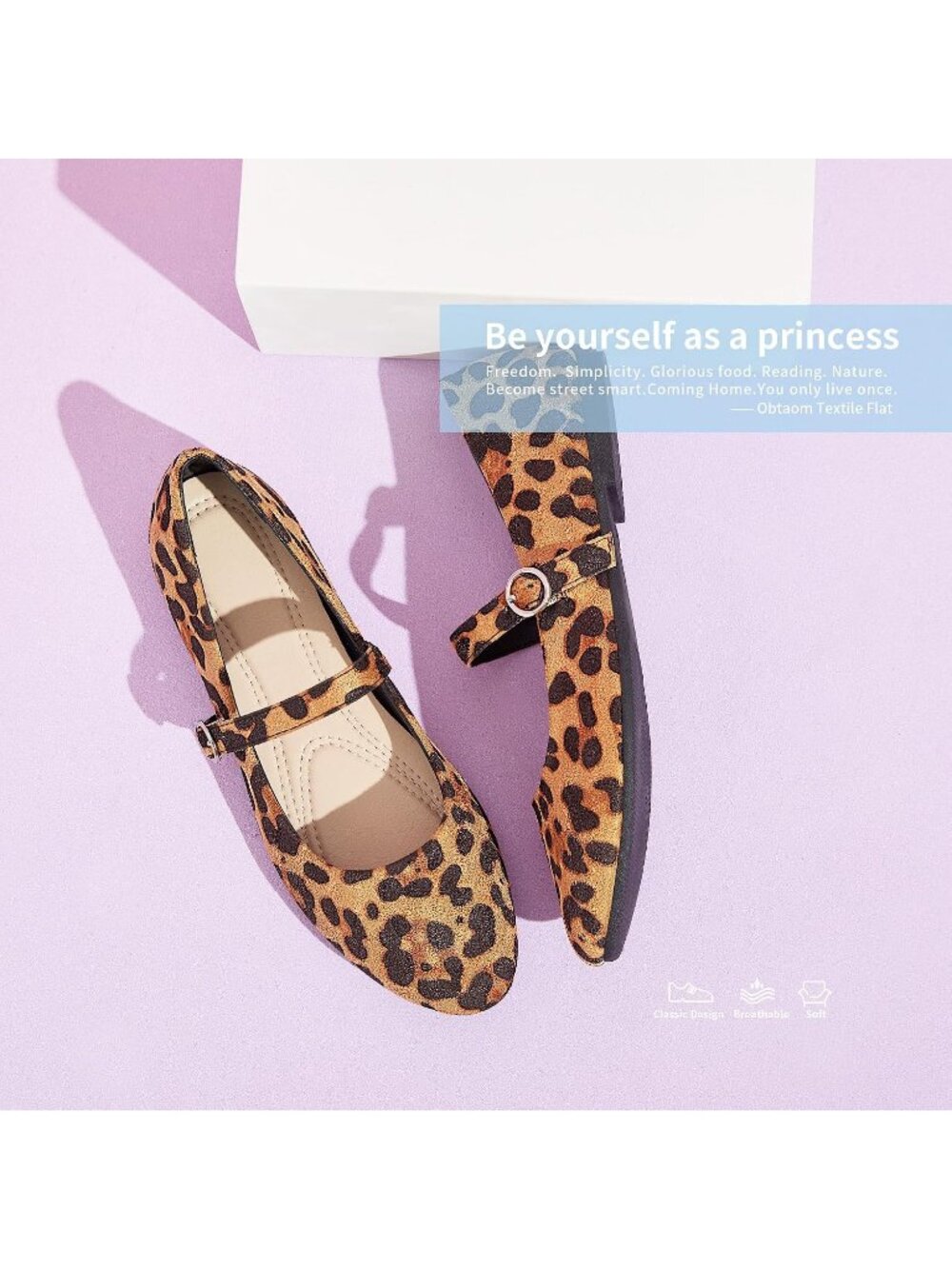 Women's Multi Mary Jane Round Toe Ballet Flats Classic Strap Dressy Fabric Shoes - Picture 6 of 6